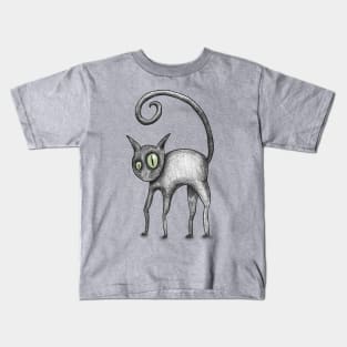 Black cat comic style Kids T-Shirt